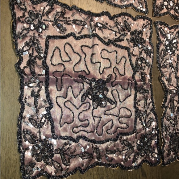 Table Accents Covers Beaded Sequins 5 pc Holiday Purple Silver Ramadan Eid Decor - Picture 10 of 16